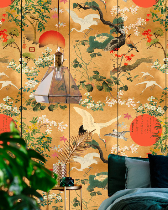 Mind The Gap Wallpaper BYOBU Standard Wallpaper (WP20343) | WP20343 | THE WALLPAPER COLLECTABLES | 3 rolls x 20.5 x 118.1 in | 0.52m / 20.5in | 3m / 118in | 4.65mp | 150cm / 59in | Green, Red, Gold | Textured Matte | Paste the wall | 3-rolls in a box | Fabric Carolina | https://www.fabriccarolina.com/