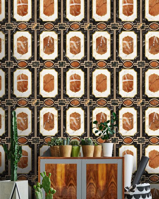 Mind The Gap Wallpaper WALDORF Ochre Wallpaper (WP20357) | WP20357 | THE WALLPAPER COLLECTABLES | 3 rolls x 20.5 x 118.1 in | 0.52m / 20.5in | 3m / 118in | 4.65mp | 75cm / 29.5in | Black, Brown, White, Gold | Satin Matte | Paste the wall | 3-rolls in a box | Fabric Carolina | https://www.fabriccarolina.com/