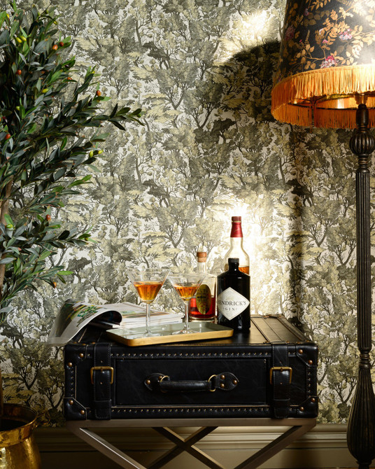 Tree Foliage Wallpaper by Mind the Gap Designer Wallpaper THE WALLPAPER COMPENDIUM 1 Non-woven Made in Europe Paste the wall 3 rolls x 20.5 x 3.25 yards - Swanky Fabrics -