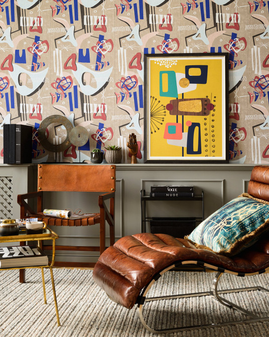 Mind The Gap Wallpaper MESCALINE Wallpaper (WP20536) | WP20536 | THE WALLPAPER COMPENDIUM 1 | 3 rolls x 20.5 x 118.1 in | 0.52m / 20.5in | 3m / 118in | 4.65mp | 70cm / 27.6in | Blue, Red, Taupe | Non-woven | Paste the wall | 3-rolls in a box | Fabric Carolina | https://www.fabriccarolina.com/