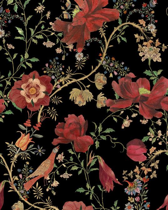 Transsilvaniae Florilegium Dark Wallpaper by Mind the Gap Designer Wallpaper TRANSYLVANIAN ROOTS Textured Matte Made in Europe Paste the wall 3 rolls x 20.5 x 3.25 yards - Swanky Fabrics -