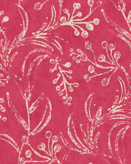 Wallflower Raspberry Wallpaper by Mind the Gap Designer Wallpaper MINNIE KEMP X MINDTHEGAP Non-woven Made in Europe Paste the wall 1 roll x 20.47 x 9.8 yards - Swanky Fabrics -