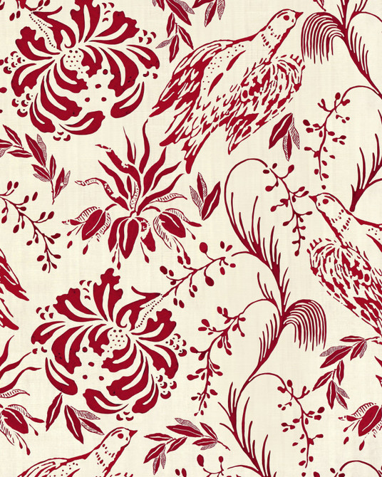 Folk Embroidery Crimson Wallpaper by Mind the Gap Designer Wallpaper TRANSYLVANIAN ROOTS Satin Matte Made in Europe Paste the wall 1 roll x 20.5 x 10.9 yards - Swanky Fabrics -