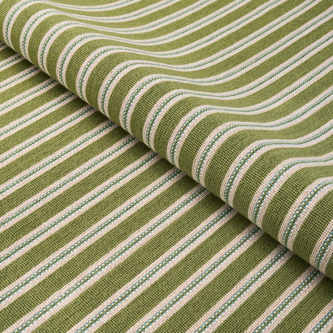 Benson Stripe Pingl Green 82181 by Schumacher Designer Fabric Cut & Patterned Velvets 13.38" - Swanky Fabrics -