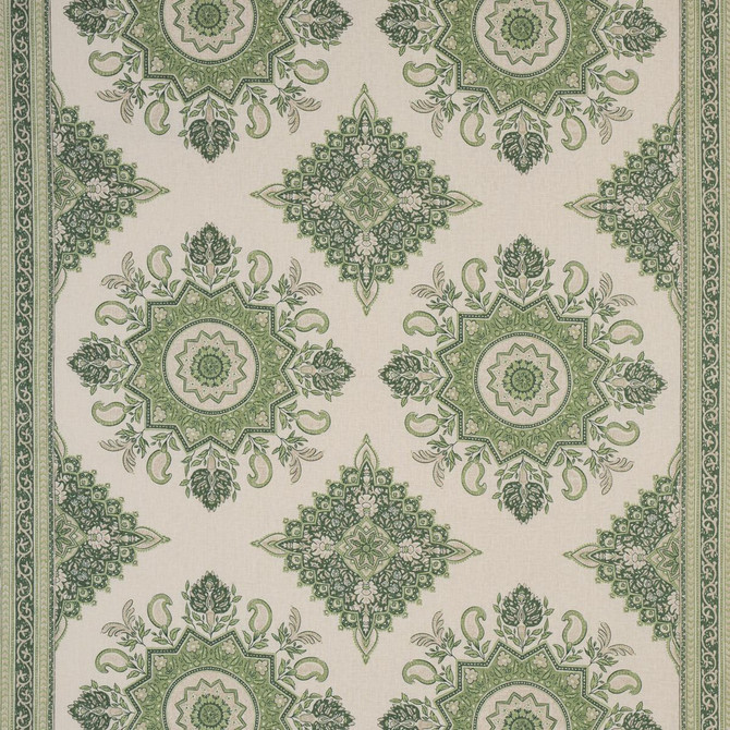 Montecito Medallion Leaf Green 176485 by Schumacher Designer Fabric Mark D. Sikes 54.0" - Swanky Fabrics -