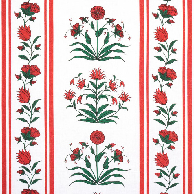 Royal Poppy Stripe Red 180671 by Schumacher Designer Fabric Marie-Anne Oudejans 13.5" - Swanky Fabrics -