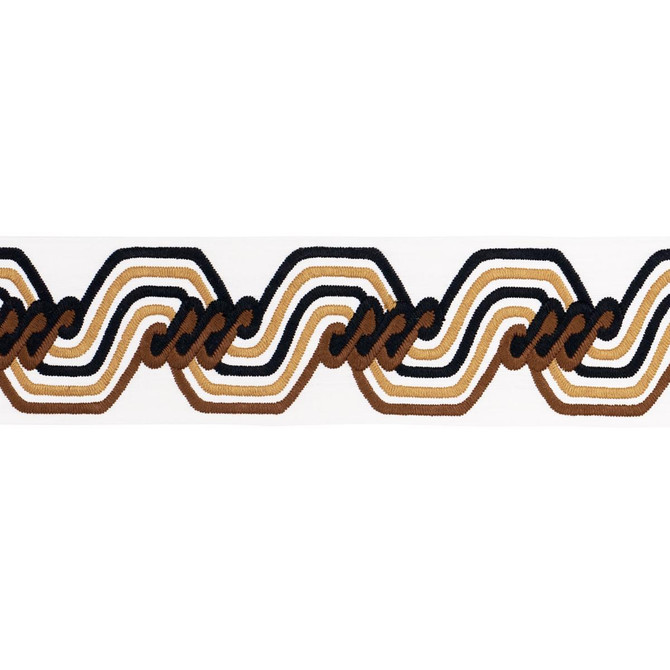 The Twist Embroidered Tape Brown 83632 by Schumacher Designer Trim Statement Trims - Swanky Fabrics -