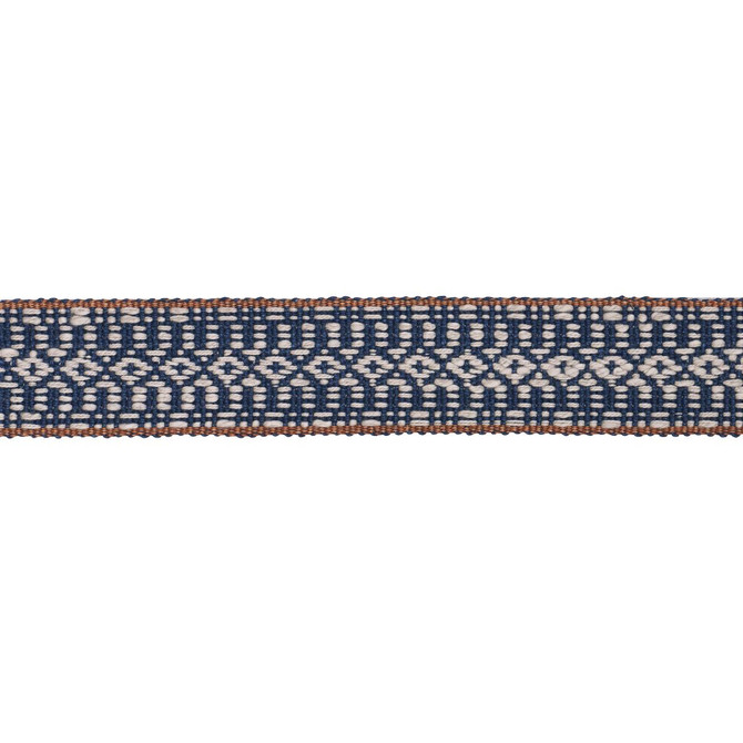 Helena Linen Cotton Tape Indigo 84020 by Schumacher Designer Trim Patterson Flynn 1.25" - Swanky Fabrics -