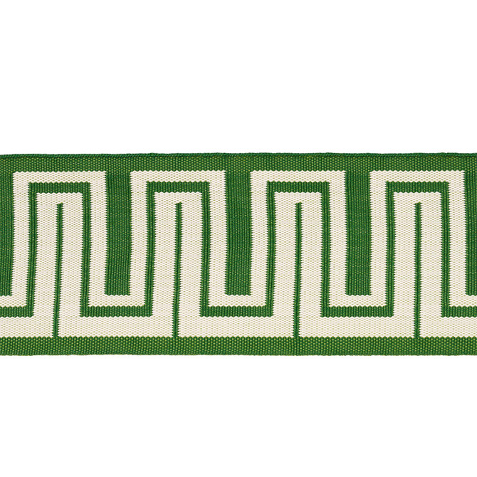 Zeus Indoor/Outdoor Tape Green 82441 by Schumacher Designer Trim Mary Mcdonald 1.75" - Swanky Fabrics -