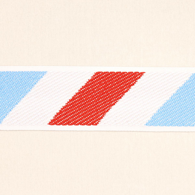 Airmail I Indoor/Outdoor Tape Red And Blue 82420 by Schumacher Designer Trim Mary Mcdonald - Swanky Fabrics -