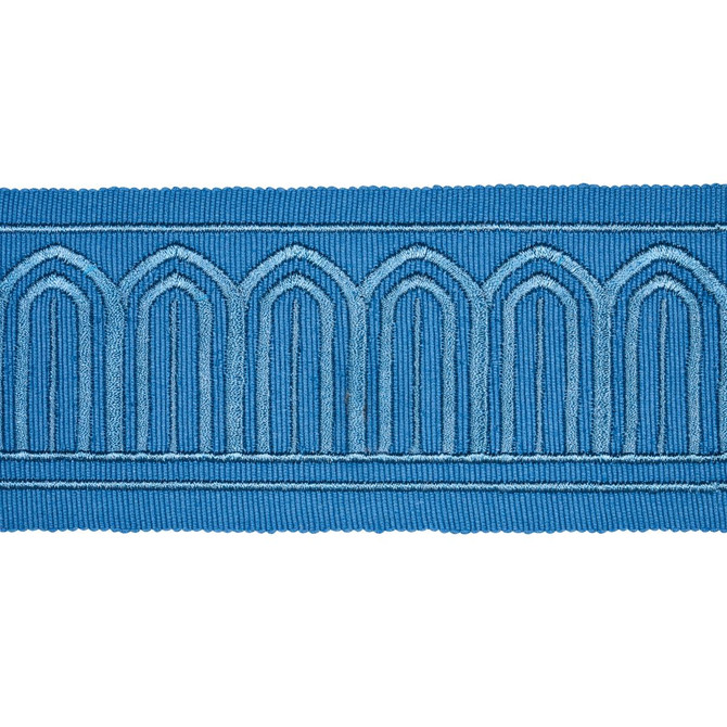 Arches Embroidered Tape Medium Teal 81151 by Schumacher Designer Trim Miles Redd 1.8" - Swanky Fabrics -