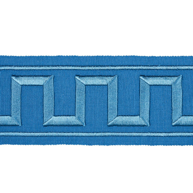Greek Key Embroidered Tape Teal 70806 by Schumacher Designer Trim Miles Redd 1.8" - Swanky Fabrics -