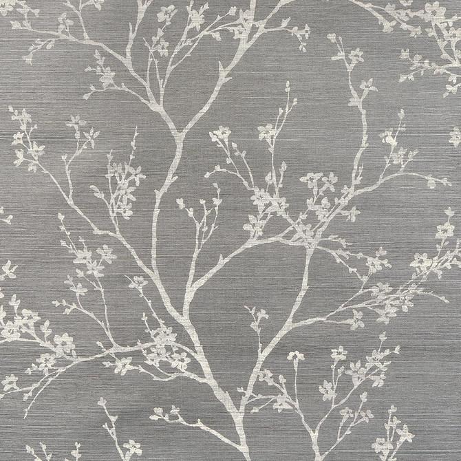 Twiggy Sisal Charcoal 5008295 by Schumacher Designer Wallpaper Moon River 32.5" - Swanky Fabrics -