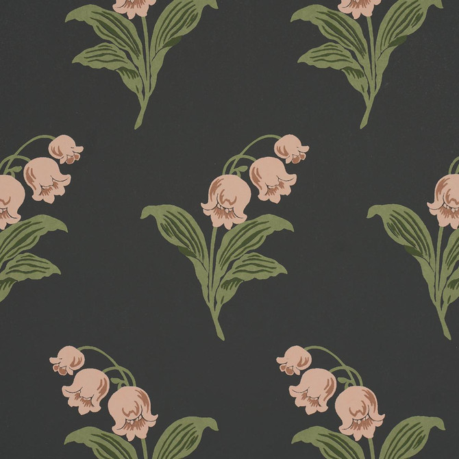 Lily Of The Valley Midnight 5016282 by Schumacher Designer Wallpaper Craft Revival 9.0" - Swanky Fabrics -