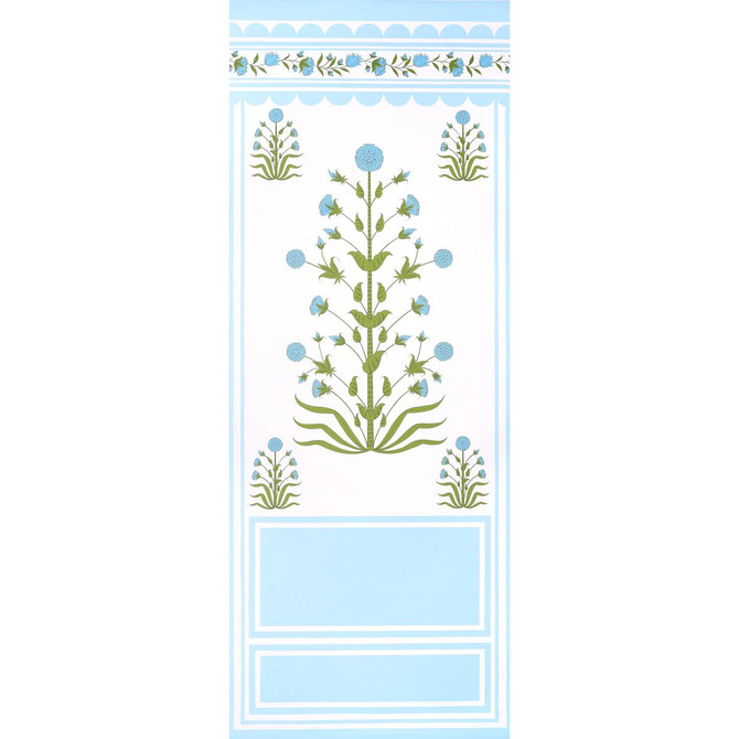 Royal Poppy Panel A Blue 5014431 by Schumacher Designer Wallpaper Marie-Anne Oudejans 54.5" - Swanky Fabrics -