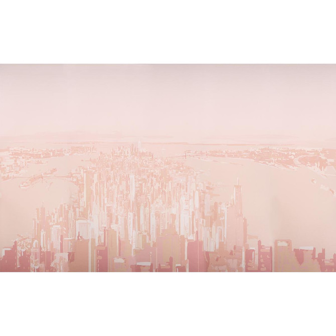 Pascal Campion'S New York Skyline Blush 5016191 by Schumacher Designer Wallpaper The New Yorker 270.0" - Swanky Fabrics -