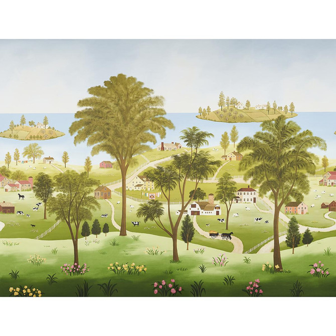 Eaton'S Landscape Document 5014850 by Schumacher Designer Wallpaper Americana 216.0" - Swanky Fabrics -