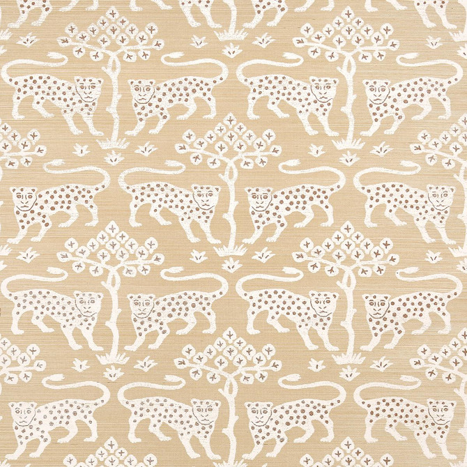 Woodland Leopard Sisal Oatmeal 5012303 by Schumacher Designer Wallpaper Textured Wallcoverings & Printed Grasscloths 34.0" - Swanky Fabrics -