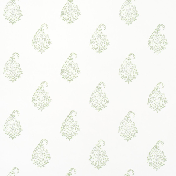 Kerala Paisley Ii Leaf 5015210 by Schumacher Designer Wallpaper Jacaranda 5.38" - Swanky Fabrics -