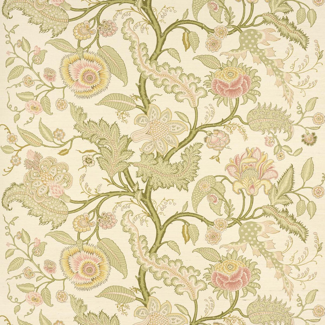 Sinhala Sisal Pink & Green 5016690 by Schumacher Designer Wallpaper Perennial Favorites 34.0" - Swanky Fabrics -