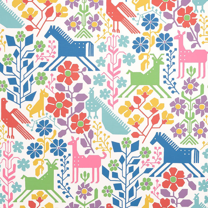 Lupita Vibrant Multi 5013762 by Schumacher Designer Wallpaper Moon River 27.0" - Swanky Fabrics -