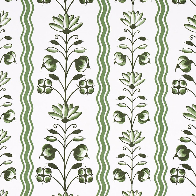 Delft Waves Green 5014381 by Schumacher Designer Wallpaper Marie-Anne Oudejans 27.0" - Swanky Fabrics -