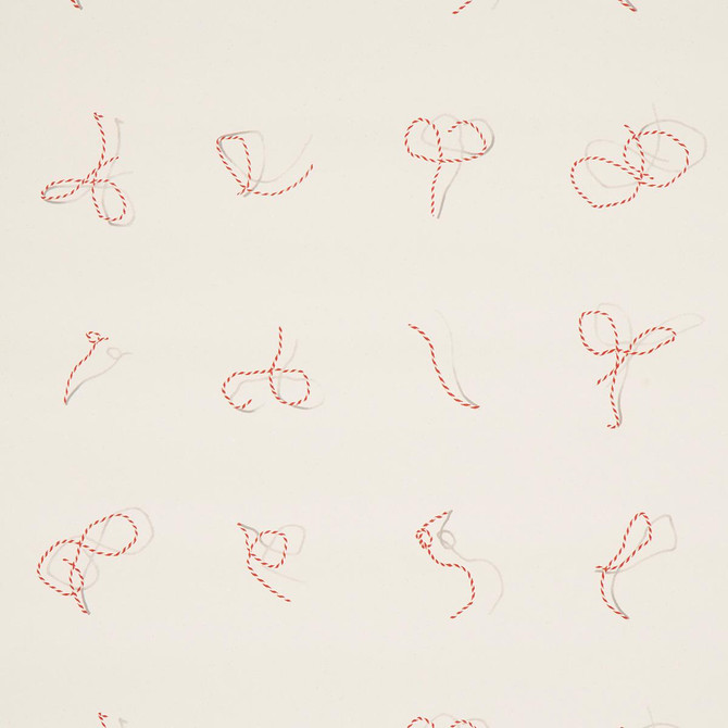 Butcher String Red And White On Ivory 5014470 by Schumacher Designer Wallpaper Charlap Hyman & Herrero 27.0" - Swanky Fabrics -