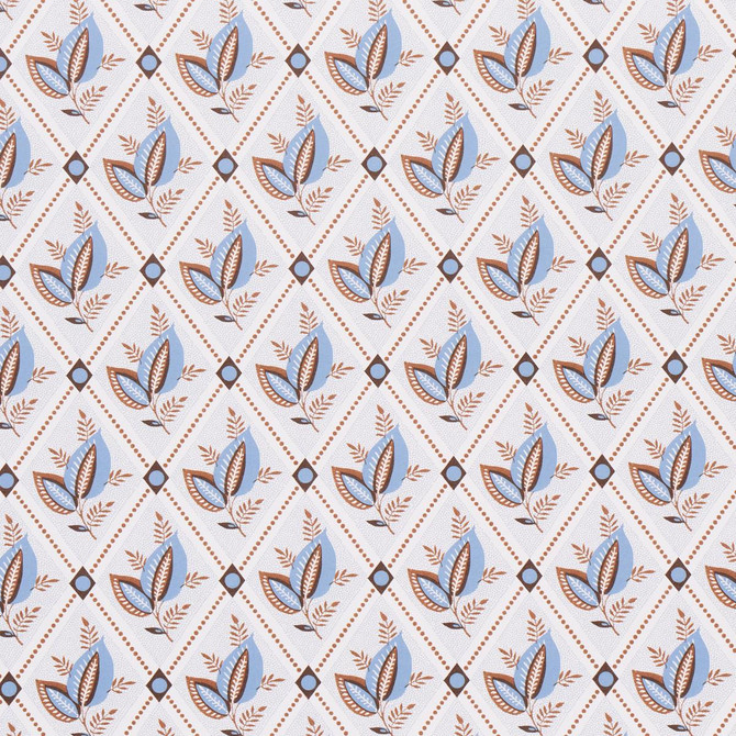 Basile Trellis Delft & Sepia 5014232 by Schumacher Designer Wallpaper New Traditional: Provenal 13.5" - Swanky Fabrics -