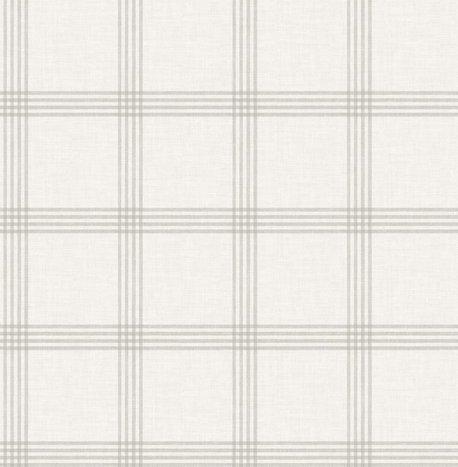 Twain Dove Plaid Wallpaper by Chesapeake Designer Farmhouse Covers about 56.4 square feet 20.5-in by 33-ft long roll Unpasted 5.2 - Swanky Fabrics -