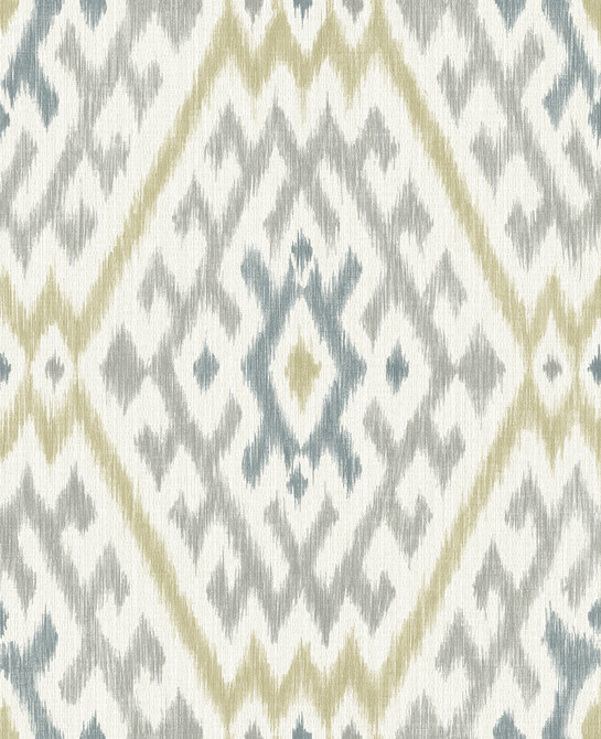 Solola Chartreuse Ikat Wallpaper by A-Street Prints Designer Harmony Covers about 56.4 square feet 20.5-in by 33-ft long roll Unpasted 25.2 - Swanky Fabrics -