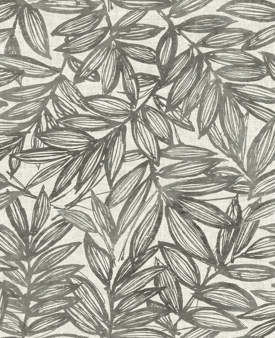 Rhythmic Charcoal Leaf Wallpaper by A-Street Prints Designer Harmony Covers about 56.4 square feet 20.5-in by 33-ft long roll Unpasted 12.6 - Swanky Fabrics -