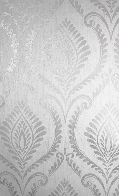 Estelle Grey Damask Wallpaper by Fine Decor Designer Medley Covers about 56.4 square feet 20.5-in by 33-ft long roll Unpasted 25.2 - Swanky Fabrics -