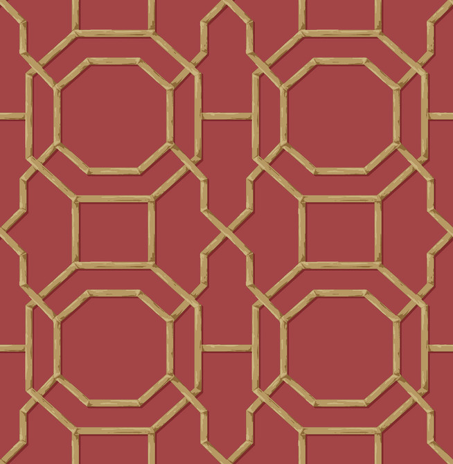 Rumi Red Trellis Wallpaper by Brewster Designer Kitchen & Bath Essentials Covers about 56.4 square feet 20.5-in by 33-ft long roll Unpasted 10.4 - Swanky Fabrics -