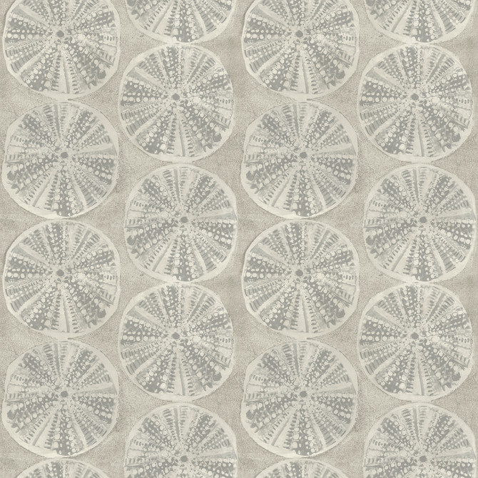 Sea Biscuit Grey Sand Dollar Wallpaper by Chesapeake Designer Blue Heron Covers about 56.4 square feet 20.5-in by 33-ft long roll Prepasted 20.5 - Swanky Fabrics -