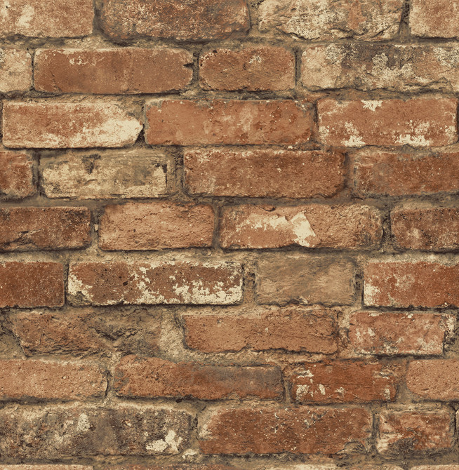 Davis Red Brick Wallpaper by Brewster Designer Techniques & Finishes III Covers about 56.4 square feet 20.5-in by 33-ft long roll Unpasted 21 - Swanky Fabrics -