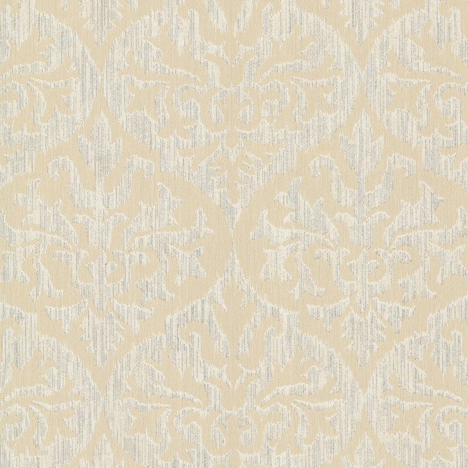 Sumatra Gold Ikat Damask Wallpaper by Kenneth James Designer Sparkle Covers about 56.4 square feet 20.5-in by 33-ft long roll Unpasted 25.2 - Swanky Fabrics -