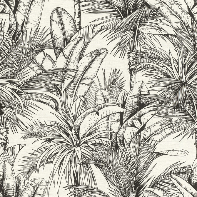 Serra White Palm Wallpaper by Advantage Designer Splash Covers about 57.5 square feet 20.9-in by 33-ft long roll Unpasted 20.9 - Swanky Fabrics -