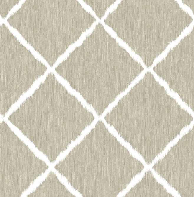 Linen Ikat Trellis Wallpaper by A-Street Prints Designer Signature by Sarah Richardson Covers about 56.4 square feet 20.5-in by 33-ft long roll Unpasted 20.9 - Swanky Fabrics -