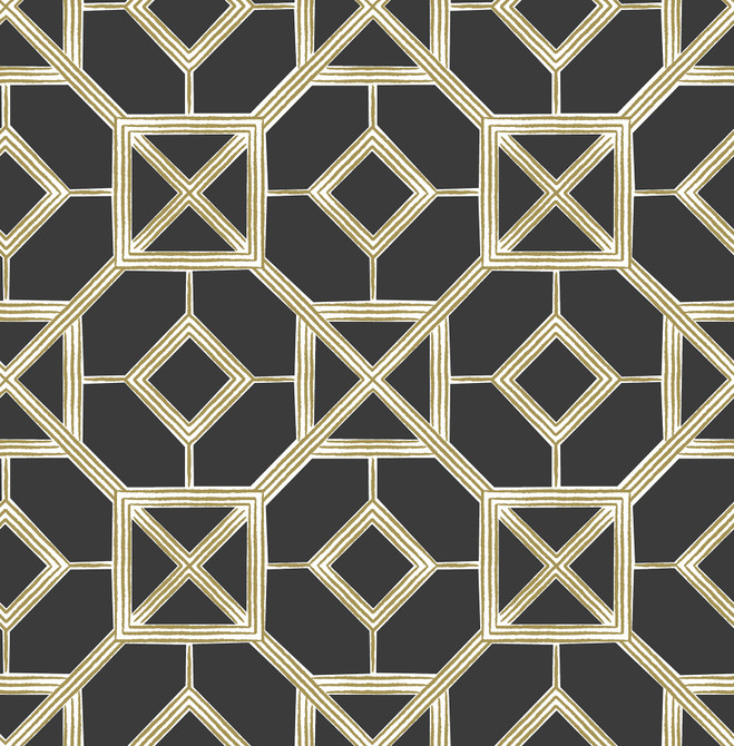 Livia Black Trellis Wallpaper by A-Street Prints Designer Seychelles Covers about 56.4 square feet 20.5-in by 33-ft long roll Unpasted 10.4 - Swanky Fabrics -
