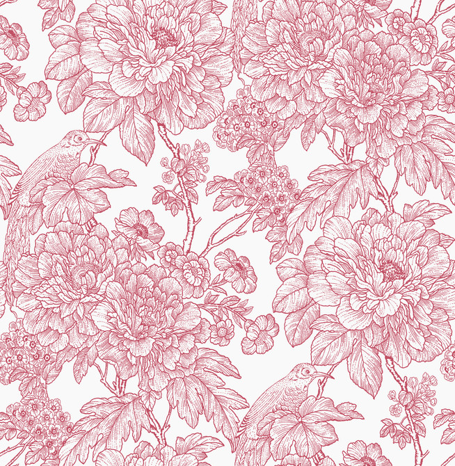 Birds of Paradise Breeze Red Floral Wallpaper by A-Street Prints Designer Perennial Covers about 56.4 square feet 20.5-in by 33-ft long roll Unpasted 20.9 - Swanky Fabrics -