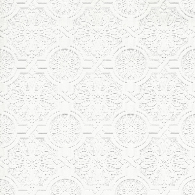 Victorian Tin Ceiling White Paintable Wallpaper by Brewster Designer PaintWorks Covers about 57.5 square feet 20.9-in by 33-ft long roll Prepasted 5 - Swanky Fabrics -