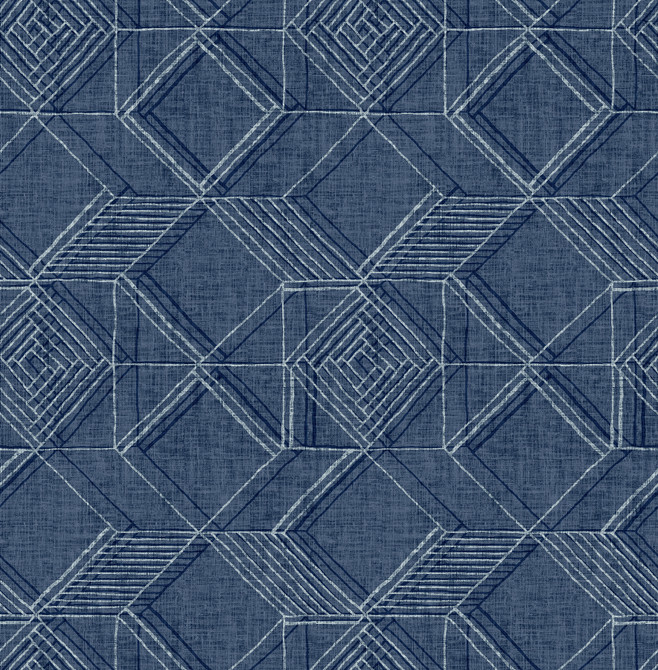 Moki Blue Lattice Geometric Wallpaper by A-Street Prints Designer Pacifica Covers about 56.4 square feet 20.5-in by 33-ft long roll Unpasted 20.8 - Swanky Fabrics -