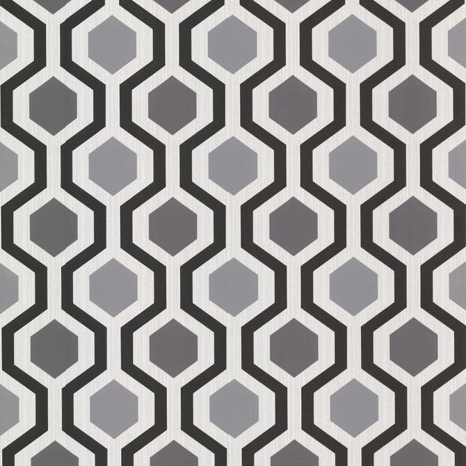 Marina Black Modern Geometric Wallpaper by Brewster Designer Kitchen & Bath Resource III Covers about 56.4 square feet 20.5-in by 33-ft long roll Unpasted 5.3 - Swanky Fabrics -