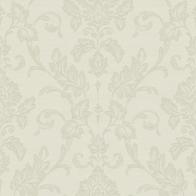 Antonella Silver Scroll Wallpaper by Sirpi Designer Italian Silk Covers about 57.5 square feet 20.9-in by 33-ft long roll Unpasted 20.9 - Swanky Fabrics -