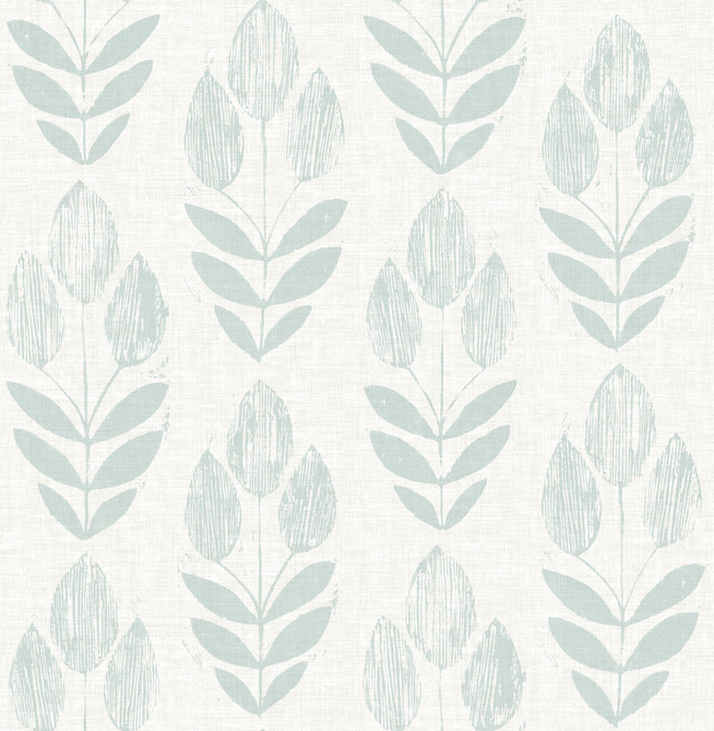 Garland Teal Block Tulip Wallpaper by Chesapeake Designer Farmhouse Covers about 56.4 square feet 20.5-in by 33-ft long roll Unpasted 20.9 - Swanky Fabrics -