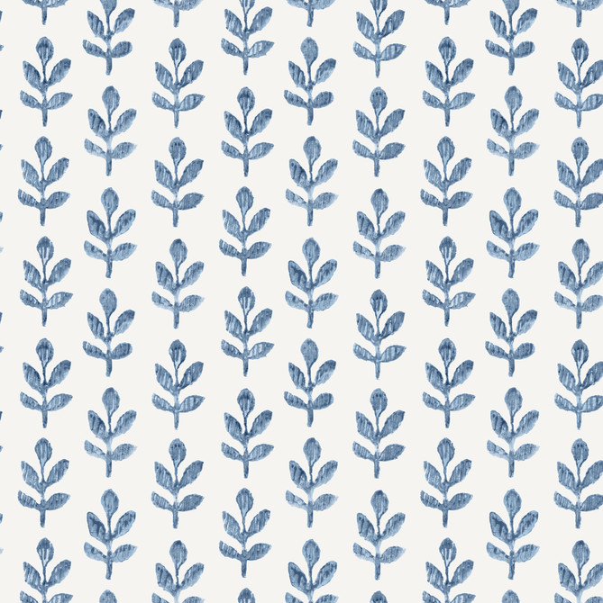 Whiskers Blue Leaf Wallpaper by Chesapeake Designer Homestead Covers about 56.4 square feet 20.5-in by 33-ft long roll Prepasted 5.13 - Swanky Fabrics -
