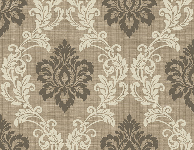 Adela Light Brown Twill Damask Wallpaper by Kenneth James Designer GeoTex Covers about 60.8 square feet 27-in by 27-ft long roll Unpasted 20.9 - Swanky Fabrics -