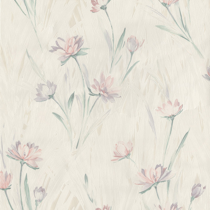 Gloria Peach Floral Wallpaper by Brewster Designer For Your Bath III Covers about 56.4 square feet 20.5-in by 33-ft long roll Unpasted 20.9 - Swanky Fabrics -