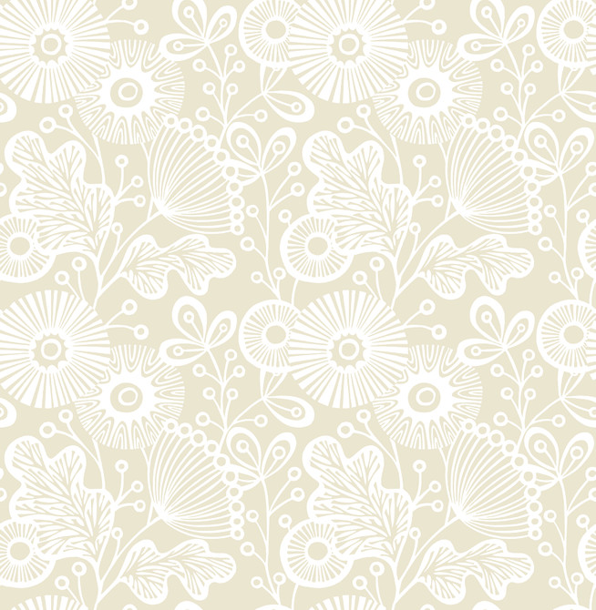 Ana Cream Floral Wallpaper by A-Street Prints Designer Folklore Covers about 56.4 square feet 20.5-in by 33-ft long roll Unpasted 10.4 - Swanky Fabrics -