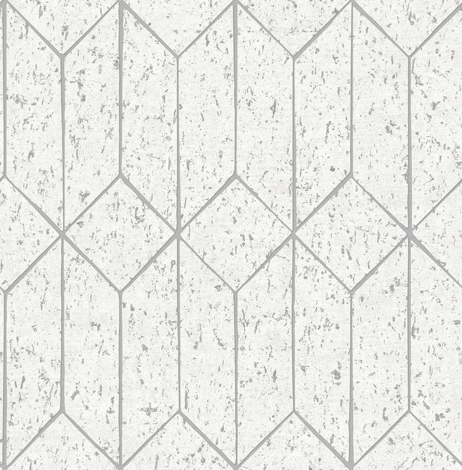 Hayden White Concrete Trellis Wallpaper by Advantage Designer Fusion Covers about 56.4 square feet 20.5-in by 33-ft long roll Unpasted 20.9 - Swanky Fabrics -